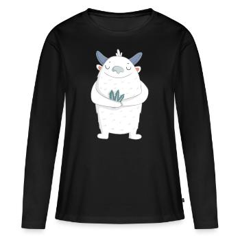 Yeti - T-shirt manches longues Premium bio Femme - noir - Devant - Julia (174cm)