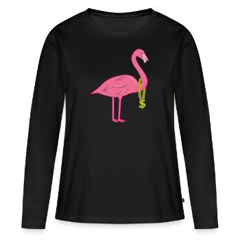 Ghetto Flamingo - T-shirt manches longues Premium bio Femme - noir - Devant - Julia (174cm)