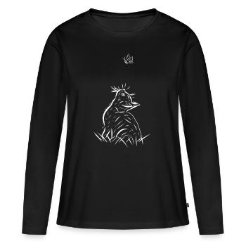 Katze - Frauen Premium Bio Langarmshirt - Schwarz - Vorne - Julia (174cm)