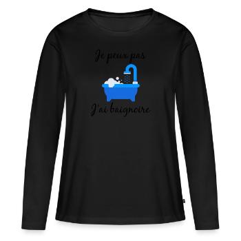 t shirt pour les amateurs de baignoire ! Humour - T-shirt manches longues Premium bio Femme - noir - Devant - Julia (174cm)