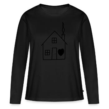 Maison maison amour - T-shirt manches longues Premium bio Femme - noir - Devant - Julia (174cm)