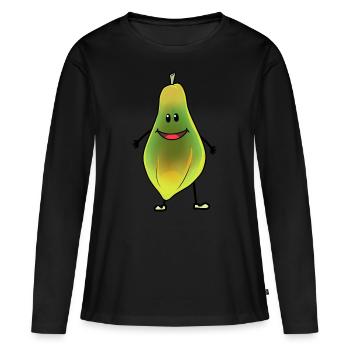 Fruits Fruits Tropicaux Fruits Fruits Fantaisie Papaye - T-shirt manches longues Premium bio Femme - noir - Devant - Julia (174cm)