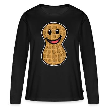 Cacahuète Noix Cacahuètes Enfants Bébé Cadeau Heureux - T-shirt manches longues Premium bio Femme - noir - Devant - Julia (174cm)