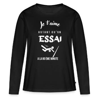 Je t'aime autant qu'un essai a la 80eme cadeau - T-shirt manches longues Premium bio Femme - noir - Devant - Julia (174cm)