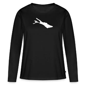 Bodensee - Frauen Premium Bio Langarmshirt - Schwarz - Vorne - Julia (174cm)