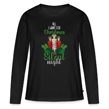 Winter Weihnachtsbaum Rentiere - Frauen Premium Bio Langarmshirt - Schwarz - Vorne - Julia (174cm)