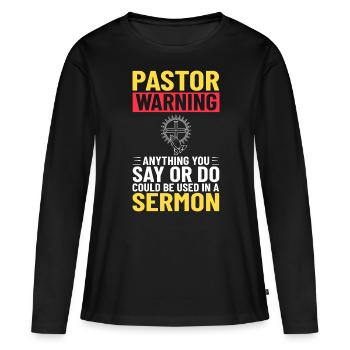 Pasteur Église Ministre Christ Spirituel Jésus - T-shirt manches longues Premium bio Femme - noir - Devant - Julia (174cm)