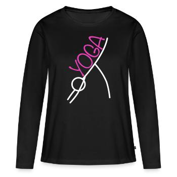 Exercice de yoga - T-shirt manches longues Premium bio Femme - noir - Devant - Julia (174cm)