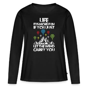 Je n’arrête pas toujours de regarder les montgolfières - T-shirt manches longues Premium bio Femme - noir - Devant - Julia (174cm)