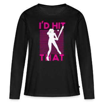 Baseball Baseball Bat Joueur de baseball - T-shirt manches longues Premium bio Femme - noir - Devant - Julia (174cm)