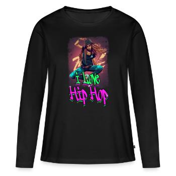 I Love Hip Hop Streetdane Rap - Frauen Premium Bio Langarmshirt - Schwarz - Vorne - Julia (174cm)