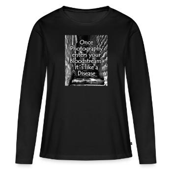 phtotographie maladie blanc - T-shirt manches longues Premium bio Femme - noir - Devant - Julia (174cm)