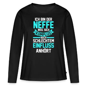 Neffe - Frauen Premium Bio Langarmshirt - Schwarz - Vorne - Julia (174cm)