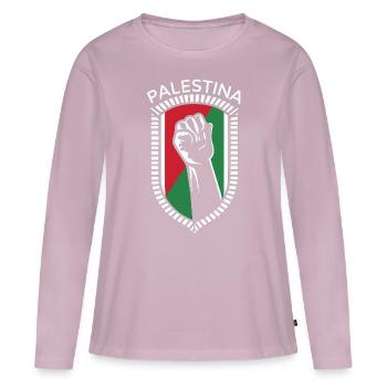 Palästinensisches Erbe - Stolzes heroisches Wappen - Frauen Premium Bio Langarmshirt - Altrosa - Vorne - Julia (174cm)