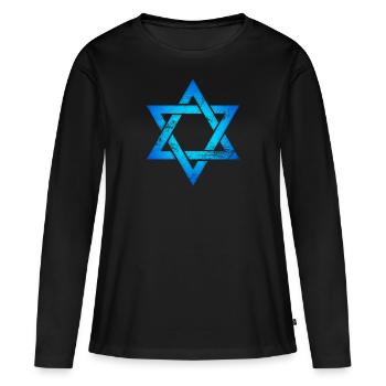 Israël étoile étoile de David hexagramme judaïsme symbole - T-shirt manches longues Premium bio Femme - noir - Devant - Julia (174cm)