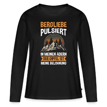 Bergsteiger Wandern Wanderer Klettern Bergsteigen - Frauen Premium Bio Langarmshirt - Schwarz - Vorne - Julia (174cm)