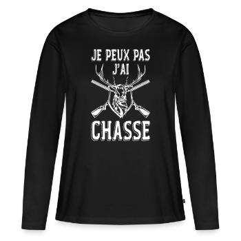 Ich kann nicht jagen, jagen, jagen - Frauen Premium Bio Langarmshirt - Schwarz - Vorne - Julia (174cm)