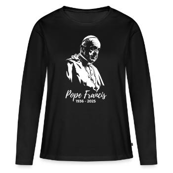 Pape François - Saint-Père - T-shirt manches longues Premium bio Femme - noir - Devant - Julia (174cm)