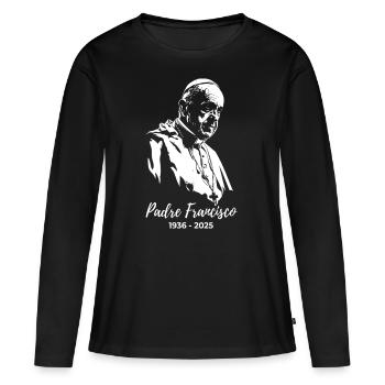 Pape François - Saint-Père - T-shirt manches longues Premium bio Femme - noir - Devant - Julia (174cm)