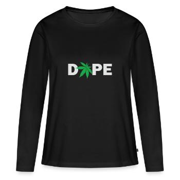 D0pe avec Feuille de Cannabis Marijuana Cannabis Weed - T-shirt manches longues Premium bio Femme - noir - Devant - Julia (174cm)