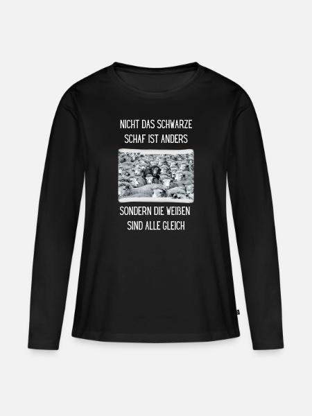 Sei anders - Schwarzes Schaf - Frauen Premium Bio Langarmshirt - Schwarz