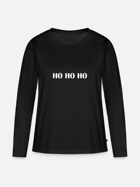 Ho Ho Ho - Frauen Premium Bio Langarmshirt - Schwarz