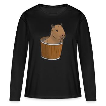 Capybara Meme - Frauen Premium Bio Langarmshirt - Schwarz - Vorne - Julia (174cm)