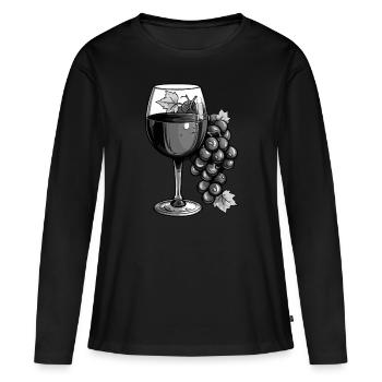 Weinglas Vino - Frauen Premium Bio Langarmshirt - Schwarz - Vorne - Julia (174cm)