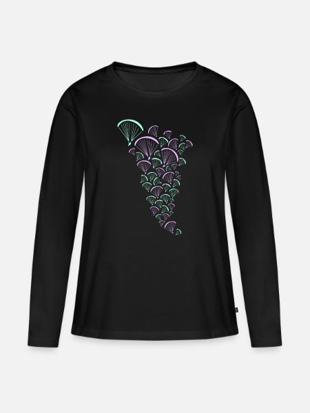 FLY high Gleitschirm - Frauen Premium Bio Langarmshirt - Schwarz