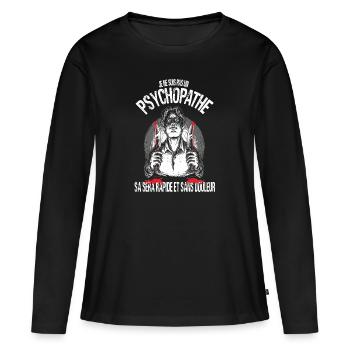 je ne suis pas un psychopathe - T-shirt manches longues Premium bio Femme - noir - Devant - Julia (174cm)