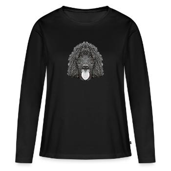 Visage de caniche standard - T-shirt manches longues Premium bio Femme - noir - Devant - Julia (174cm)