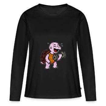 Pink turtle pink girl - Women's Premium Organic Long Sleeve Shirt - black - Front - Julia (174cm)