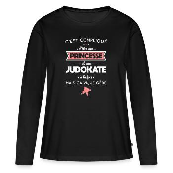 Compliqué d'être une princesse et une judokate - T-shirt manches longues Premium bio Femme - noir - Devant - Julia (174cm)