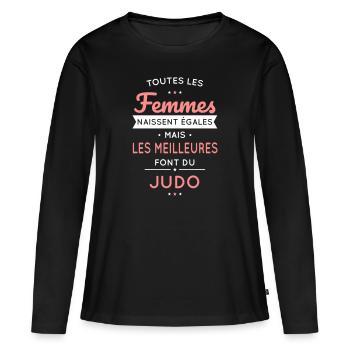 Femmes égales les meilleures font du judo - T-shirt manches longues Premium bio Femme - noir - Devant - Julia (174cm)