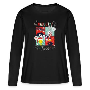 Looney Tunes Böse Oder Lieb Weihnachten - Frauen Premium Bio Langarmshirt - Schwarz - Vorne - Julia (174cm)