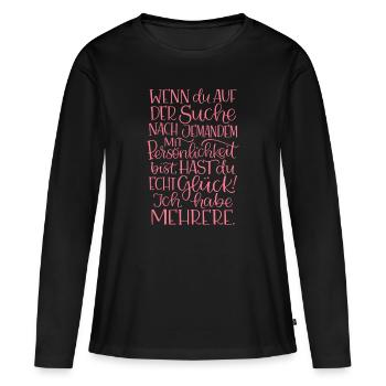 Persönlichkeit in Pink - Frauen Premium Bio Langarmshirt - Schwarz - Vorne - Julia (174cm)