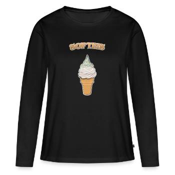 Softeis - Frauen Premium Bio Langarmshirt - Schwarz - Vorne - Julia (174cm)