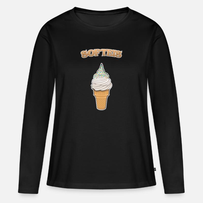 Softeis - Frauen Premium Bio Langarmshirt - Schwarz