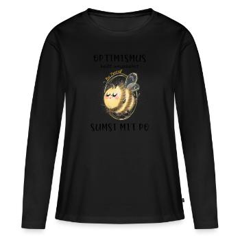 Biene Optimismus Sumsi mit Po - Frauen Premium Bio Langarmshirt - Schwarz - Vorne - Julia (174cm)