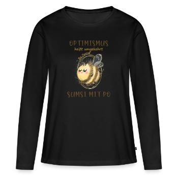 Biene Optimismus Sumsi mit Po - Frauen Premium Bio Langarmshirt - Schwarz - Vorne - Julia (174cm)