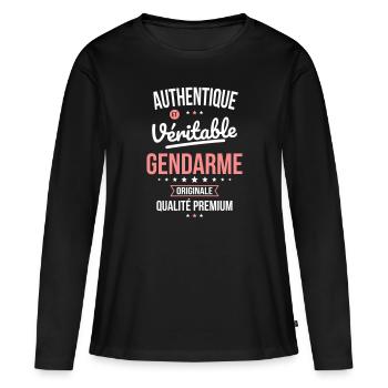 Authentique et véritable gendarme - Originale - T-shirt manches longues Premium bio Femme - noir - Devant - Julia (174cm)