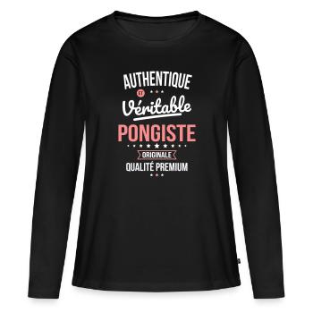 Authentique et véritable pongiste - Originale - T-shirt manches longues Premium bio Femme - noir - Devant - Julia (174cm)