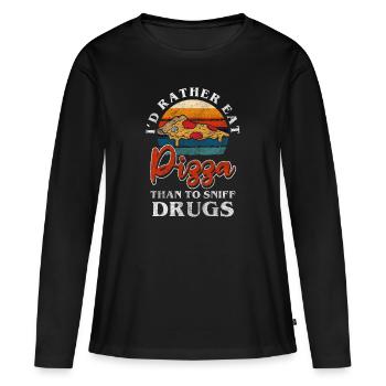 Marijuana propre et sans drogue - T-shirt manches longues Premium bio Femme - noir - Devant - Julia (174cm)