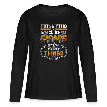 Tabac Cigare Cant Drogue - T-shirt manches longues Premium bio Femme - noir - Devant - Julia (174cm)