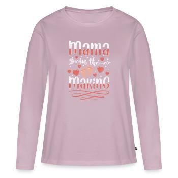 Bébé Maman Progéniture Ventre - T-shirt manches longues Premium bio Femme - rose poudré - Devant - Julia (174cm)