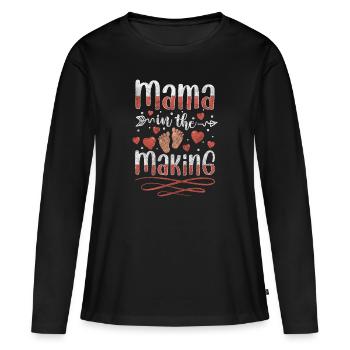 Bébé Maman Progéniture Ventre - T-shirt manches longues Premium bio Femme - noir - Devant - Julia (174cm)