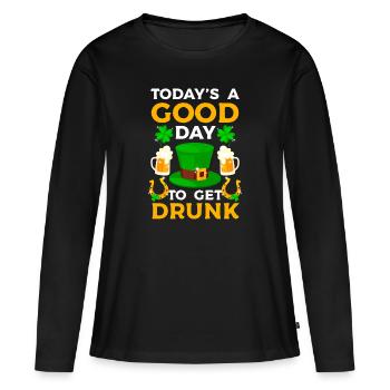 Irlande Trèfle Vacances Celtique - T-shirt manches longues Premium bio Femme - noir - Devant - Julia (174cm)