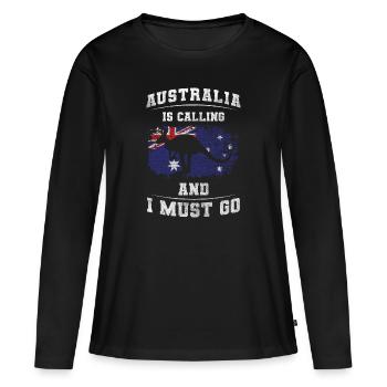 Voyage dans l’Outback Animal Kookaburra - T-shirt manches longues Premium bio Femme - noir - Devant - Julia (174cm)