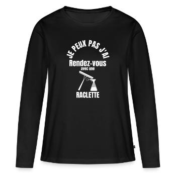 Je peux pas j ai raclette - T-shirt manches longues Premium bio Femme - noir - Devant - Julia (174cm)