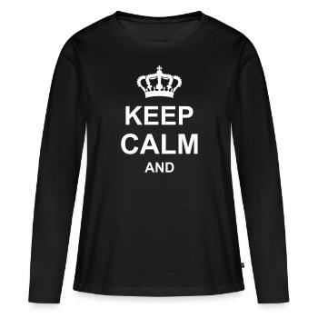 keep calm and - T-shirt manches longues Premium bio Femme - noir - Devant - Julia (174cm)